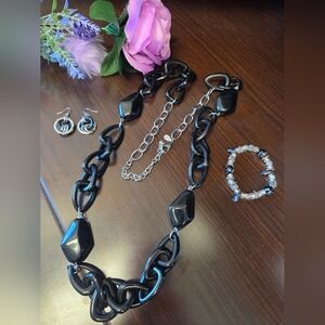 Black/Silver Jewelry Set